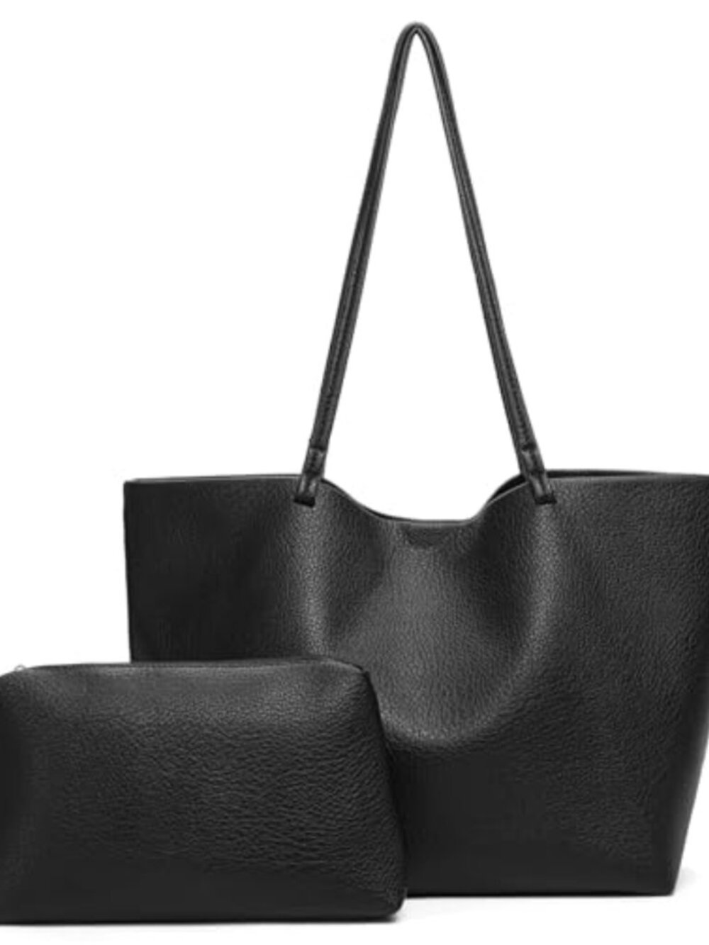 Vegan Leather Tote Bag Shoulder Satchel with Clutch